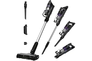 Hoover HF1 Plus Aspirateur Balai sans Fil HF1PZ10H, Léger & Puissant avec Turbo Mode, Brosse Anti-Twist Multi-sols Eclairage LED, Autonomie 45 Min. Batterie Amovible, Position Quick Park & Go