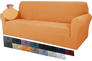 MAXIJIN Creative Jacquard Couchbezüge für 3-Sitzer, Super Stretch rutschfeste Sofabezug für Hunde Haustierfreundliche 1-teilige elastische Möbelschutz-Sofabezüge (3 Sitzer, Orange)