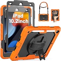 Custodia Seymac Per IPad Mini 7/6 (8.3″) – Antiurto Con Pellicola Inclusa, Supporto Girevole 360°, Tracolla E Cinghia, Portapenne, Nero