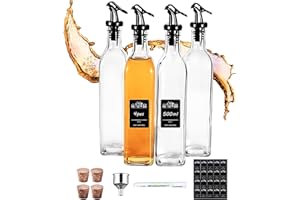 FDGAUCA Bouteille Huile 4 Bouteille Verre 500ml Matériau Verre Borosilicate Bouteille Pour huile d'olive, Distributeur Huile, Bouteille Huile et Vinaigre, Huilier en Verre, Distributeur Huile d'olive