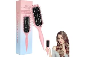 Pavlleen Curl Hair Brush, Lockenbürste, Lockige Haarbürste, Curl Define Styling Brush, Wildschweinborsten Curling brush, zum Kämmen und Formen, reduziert Ziehen und Locken Trennung (Rosa)