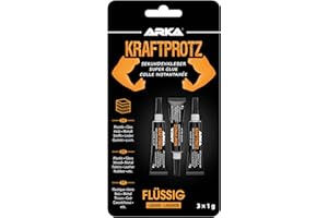 ARKA Sekundenkleber Flüssig 3× 1 g – dünnflüssig & kapillar – präzise Mini-Dosierung für feine Risse & Fugen – sauber & kontrolliert – KRAFTPROTZ Superkleber für Modellbau, Brillen, Glas, Holz, Elektronik