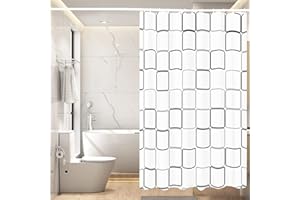 Miorkly Shower Curtain White,Anti-Mould Proof Resistant,Waterproof,Resistant Washable Christmas Bathroom Curtains,EVA,12 Hooks (200 x 180 cm)