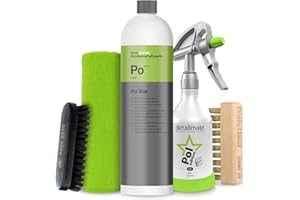 ‎DETAILMATE Detailmate Innenreinigung Set - Koch Chemie POL Star - Textil-, Leder & Alcantarareiniger 1L - detailmate by Kwazar 360 Grad Sprühflasche 0,5L, Tuch 40x40cm - weiche Bürste - Polsterbürste