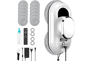 Oamger Fensterputzroboter, 5600Pa Elektrischer Fensterreiniger, Fensterroboter mit Fernbedienung und Kantenerkennungssystem, Automatischer Fensterreiniger für Innen- und Außenfenster, 10 Tücher