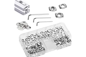 Zaky 93 pcs T-Slot Hammer Head Nut 3030 Series M4 / M5 / M6 Zinc Plated Silver Carbon Steel Fastener Aluminum Profile Extrusion Slot European Standard（Contains 3 wrenches）