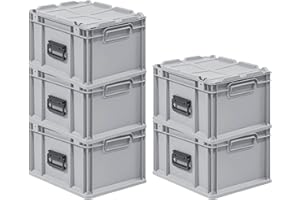 PROREGAL SuperSparSet 5x Eurobox NextGen Portable | HxBxT 23,5x30x40cm | 20 Liter | Eurobehälter, Transportbox, Transportbehälter, Stapelbehälter