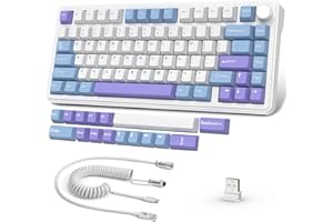 AJAZZ x ATTACK SHARK X85 Klawiatura Mechaniczna z Uszczelką,Bezprzewodowa Klawiatura do Gier 75% z Knob,5-Layer Padding,Bluetooth/2.4 Ghz/USB-C,Hot-Swap Linear Switch,RGB,NKRO,na PC,MAC