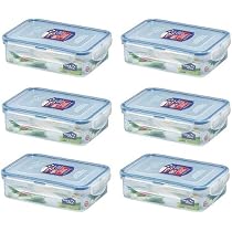 6 x Lock & Lock 2.2lt Contenitore rettangolare in plastica HPL825