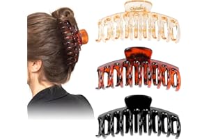 Hanyousheng Pinces à Cheveux, 3 Pièces Grosse Pince Cheveux, Antidérapante Pinces à Cheveux à Double Dents, pour Femmes, Filles, Cheveux épais et Fins(4,3 pouces)