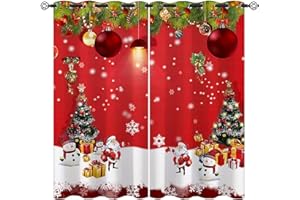 ZZTBQ Weihnachten Vorhänge Für Kinderzimmer Jungen weihnachtsdeko Vorhänge Verdunkelungsvorhang Frohe Weihnachten Rot deko 200x160cm Für Jungen Mädchen Kinder Schlafzimmer