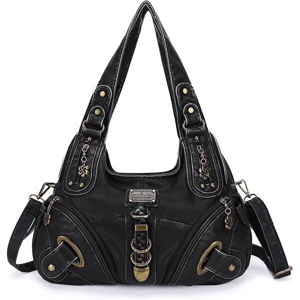 Angel Kiss Handtas voor dames, schoudertas, multifunctionele schoudertas, gewassen veganistisch leer, waterdicht, met scheurzakken, bruin 3, 35 cm x 12 cm x 33 cm, Utility