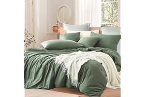 ‎LANQINGLV Lanqinglv Bettwäsche 155x220cm Grün Salbeigrün 100% Weiche und Angenehme Mikrofaser Uni Einfarbig Bettbezug Deckenbezug mit Reißverschluss und Kissenbezüge 80x80cm