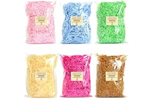 MU MIANHUA 600 Grams Multicolored Raffia Paper Shreds Creamy Kraft Shredded Crinkle Confetti for DIY Gift Basket Filling