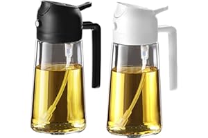 TrendPlain Spruzzino Olio per Friggitrice Aria 470ml, Dosatore Olio 2 in 1, Oliera Spray per Cucina, Insalata e Aceto, Accessori Cucina senza BPA - Nero e Bianco