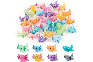 L0FAMY 24 Pcs Mini Resin Animals, Axolotl Toy Tiny Axolotl Figure Fingerlings for DIY Garden Landscape, Miniature Resin Axolotls Figurines Ornament for Crafting