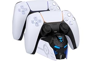 GAMSINGY Base Ricarica PS5, Caricatore Controller PS5 con Ricarica Rapida di 2 Ore/Indicatore LED, Caricatore Joystick PS5 per Controller Dualsense Wireless/Edge