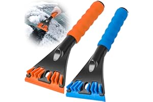 Oziral Pack de 2 Grattoirs à Glace pour Voiture - Bleu et Orange - Poignée Ergonomique, Lame Large et Sécurisée - Dégivreur et Gratte Vitre Efficace - Accessoire Auto Hiver Essentiel