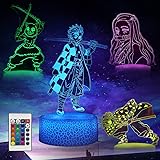 Likohee Demon Slayer 3D Anime Decor Lampada Night Light 4 modelli e 16 colori RoomDecor Lampada con telecomando, regalo di co