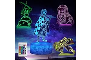 Likohee Demon Slayer 3D Anime Decor Lampada Night Light 4 modelli e 16 colori RoomDecor Lampada con telecomando, regalo di compleanno per bambini, ragazzi, ragazze