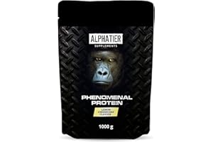 ‎ALPHATIER SUPPLEMENTS Protein Pulver mit BCAA und EAA - Cheesecake 1000 g - Proteinpulver mit 82% Eiweiß - Alphatier Eiweißpulver Zitrone Käsekuchen - Sojaproteinisolat mit Aminosäuren - glutenfrei + laktosefrei