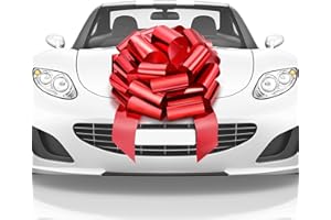 MIFFLIN Große Autoschleife (Glänzend Rot, 46 cm / 18"), Geschenkschleife, Riesenschleife für Auto, Geburtstagsschleife, Riesige Autoschleife, Autoschleife, Große Rote Schleife, Schleife für Geschenke