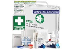 ONFARMA CASSETTA PRONTO SOCCORSO Cassetta medica Completa di Cartello Croce adesiva Conforme DM 388 a norma di legge per aziende e conforme alle normative sulla sicurezza dei luoghi di lavoro