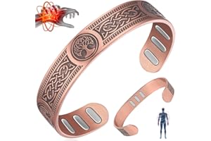 ‎VICMAG Vicmag Kupfer Magnetarmband für Herren 9X starke Magnete (jeder 5000 Gauss), 99,99% reines Kupferarmband mit Geschenkbox(Wikinger Lebensbaum)