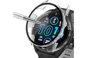 ZoRoll Funda Compatible con Garmin Forerunner 965, Carcasa Protectora de Vidrio Templado, Cubierta Completa Anti-arañazos PC Duro Cristal Compatible con Garmin Forerunner 965 - Transparente