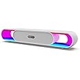 amazon basics SB18R 18W Bluetooth Soundbar with 2000 mAh Battery | 2X Bass | Up to 8 hrs of Playback | RGB LED Lights | Bluetooth 5.3, Aux & USB Connectivity (White)