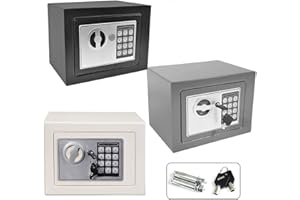 Feidak 4.6L Safe Box for Home Shop, High Security Steel Mini Safe Office Digital Electronic Password Locked Box with Keys and Code for Extra Security Money Cash Safety, 23x17x17cm, White