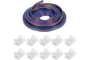 HENGBIRD Förlängningskabel 5 M 22 AWG 4-stifts LED-remsförlängningskabel och 10 st 10 mm 4-poliga LED-kontakter 12V-24V RGB L