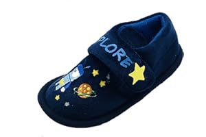 GladRags Younger Boys Comfort House Slippers with Rip Tape Strap Closure, Size Infant 4-10