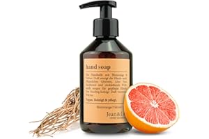 Jean & Len Sapone per le mani Arancia rossa e Vetiver, deterge delicatamente, sapone liquido in dispenser a pompa, profumo fruttato-legnoso, senza parabeni, siliconi e microplastiche, vegan, 250 ml