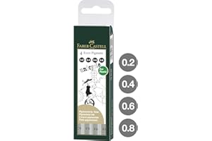 Faber-Castell 167004 - Estuche con 4 Rotuladores Calibrados ECCO Pigment - Grosores de Trazo de 0.2/0.4/0.6/0.8 - Negro