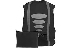 EAZY CASE Zaino per la scuola, parapioggia, con strisce riflettenti, rivestimento antipioggia, impermeabile con riflettore e tasca per una maggiore sicurezza stradale, colore nero