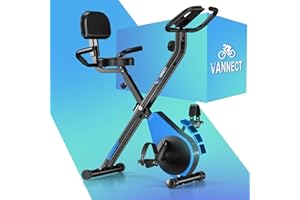 VANNECT Upgraded Folding Exercise Bike with 16-Level Adjustable Magnetic Resistance, 350LBS Quiet Foldable Indoor Cycling Bike, Fitness Stationary Bike with LCD Display & Large Comfortable Seat Cushion
