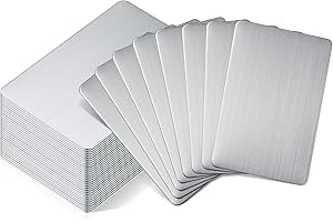 YUNSAILING 30 Pieces 304 Stainless Steel Metal Business Cards Blank Steel Card Laser Engraving Stainless Cards for House Office Customer DIY Gift Plate Cards, 86 x 54 mm (0.8mm Thickness)