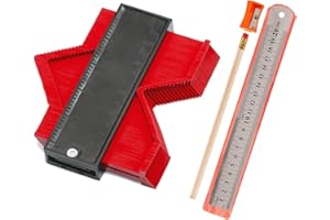 NADAKIN Contour Gauge, Plastic Outline Profile Shape Contour Duplications Guage Duplicator Kit, Irregular Shapes Measure Ruler Gadget Woodwork Measuring Tool Set for Corners and Contoured(12cm, Red)