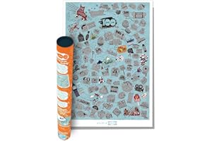 ATLAS & GREEN Póster para rascar de 100 cosas que hacer con la familia | Pósteres de arte de pared | Decoración de pared de cocina | Arte para rascar | Póster familiar para rascar + caja de regalo premium |