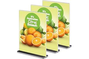 Gipizi Acrylic Sign Holders A5, Clear Acrylic Menu Holder for Restaurant, T-Shape Double Sided Acrylic Display Stands, Shop, Office, Hotel, Promotions, Photo Display Stand Holders for Wedding