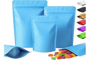 Plaphy 100 Bolsas Zip Doypack Herméticas, Stand Up Pouch de Colores Mate, Bolsas Mylar de Aluminio de Pie con Cierre Resellables para Empaque y Almacenamiento de Alimentos (Morado, 10 x 15 cm)