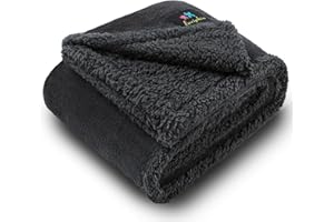 luciphia Couverture Imperméable pour Chien, Lavable Couverture pour Chien Chat, Plaid Anti Pipi Lavable Grande Taille, Protection de Canapé pour Chiens en Polaire Sherpa Noir XL (145 * 216cm)