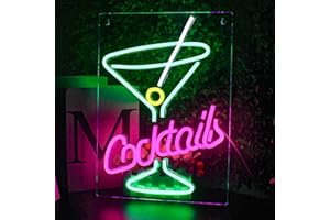 Looklight Cocktails Néon Enseigne lumineuse cocktail pour bar Enseigne lumineuse pour murale Neon Sign rose verte pour cocktail USB pour maison bar club cuisine hôtel fête