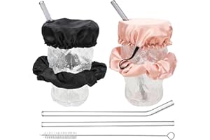 MaNeaz 2 Piezas Cubre Vasos Antidroga Fiesta Coletero Protector De Bebidas Reutilizable Incluye 2 Pajitas Transparentes + 1 Cepillo De Limpieza