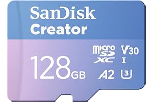 ‎SANDISK SanDisk Creator microSDXC UHS-I Speicherkarte 128 GB + Adapter (Für Smartphones, Kameras und Drohnen, 5.3K & 4K, A2, C10, V30, U3, bis zu 190 MB/s Übertragung, inkl. 3 Monate Adobe Lightroom)