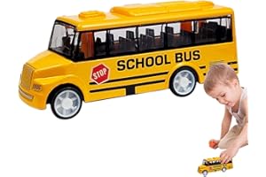 Jouet d'autobus scolaire pour tout-petits,Jouets de bus à inertie jaune pour les tout-petits | Modèle de jouet de véhicules de simulation d'enfants de dessin animé mignon pour le cadeau de Noël Assign