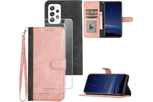 Hoyoikun Handyhülle Kompatibel Mit Samsung Galaxy A72 4/5G,[Verschenke 2 Stück Full Screen Schutzfolie],Premium PU Leder Flip Case,Magnetverschluss,Standfunktion, Kartenschlitz-Rosa