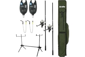FISH-XPRO Karperset - Complete Fishing Equipment for Carp Anglers - Rod, Reel, Bite Alarm, Swingers & More - High Quality Set for Beginners and Experts - Includes Case