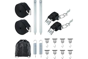 Homvvi Sturmband Markise Set, Vorzelt Sturmsicherung für Thule Omnistor - Sturmverspannung Strap für Markise, 8 x Kederleiste Haken, Erdanker, Vorzelt hold down Side Strap mit Wohnmobil Zubehör